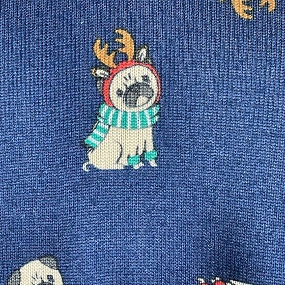 Used Jenni Intimates Womens Blue Reindeer Pug Christmas Pajamas Size M - Picture 12 of 13
